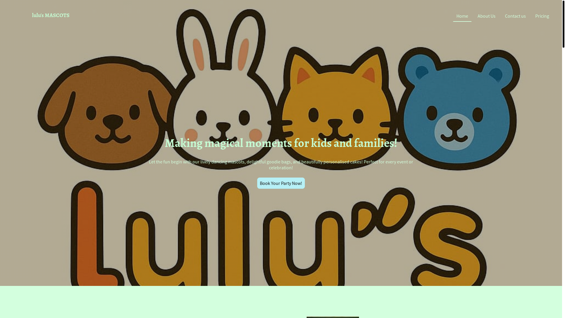 website screenshot of https://lulusmascots.co.uk/