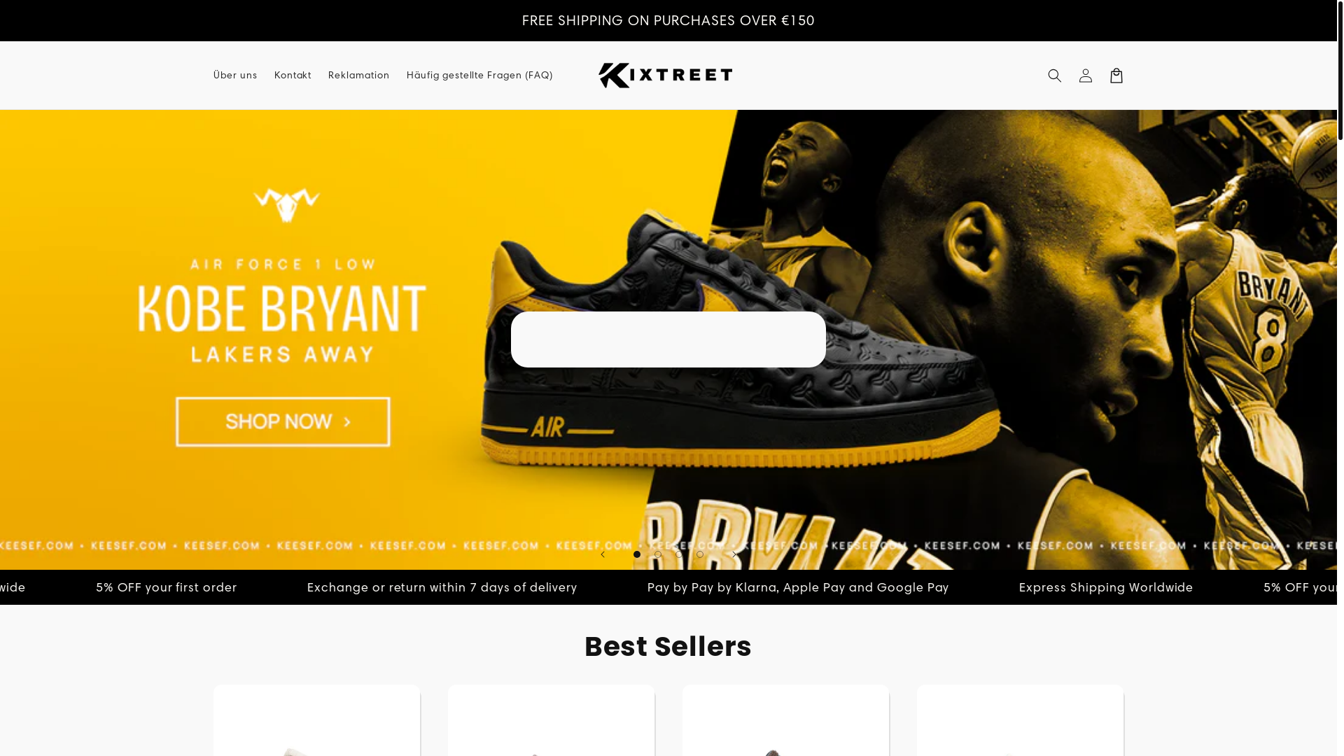 website screenshot of https://kixtreet-store.com/
