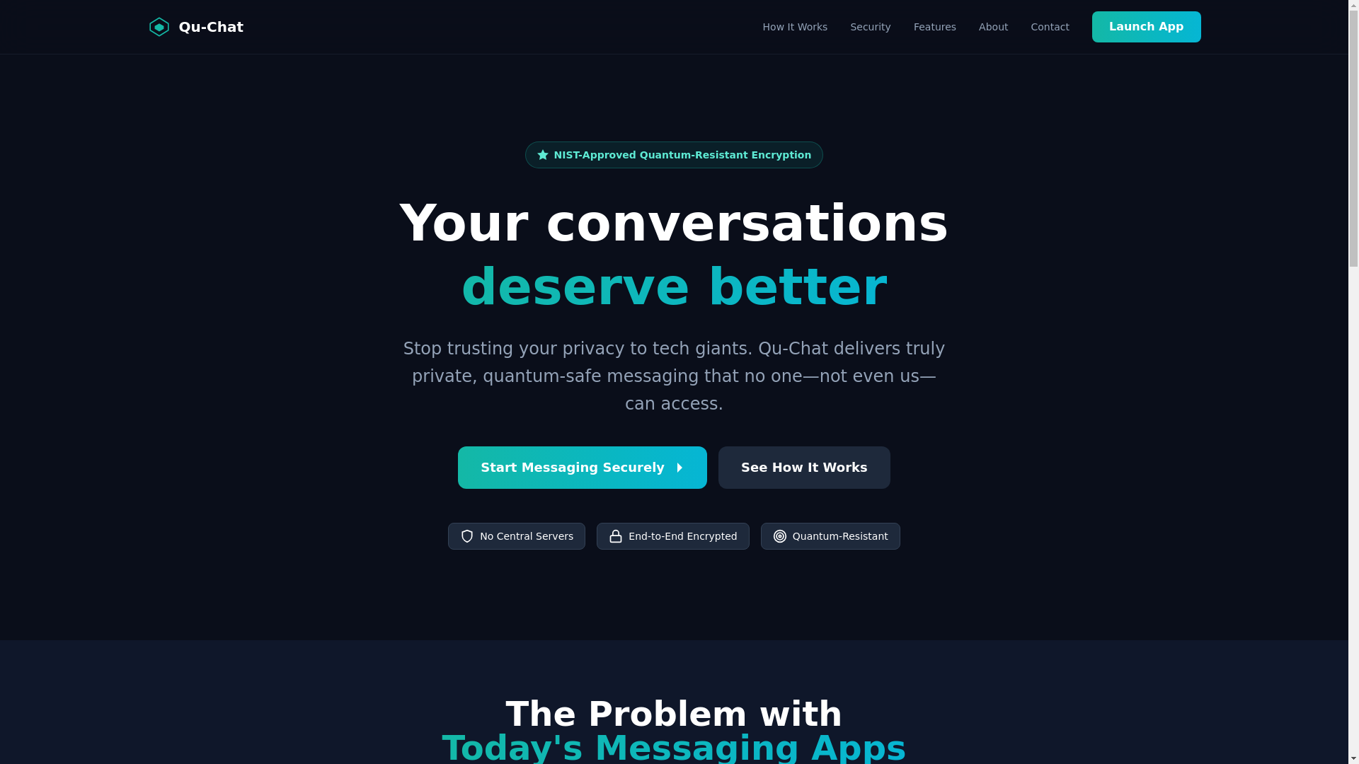 website screenshot of https://qu-chat.com/