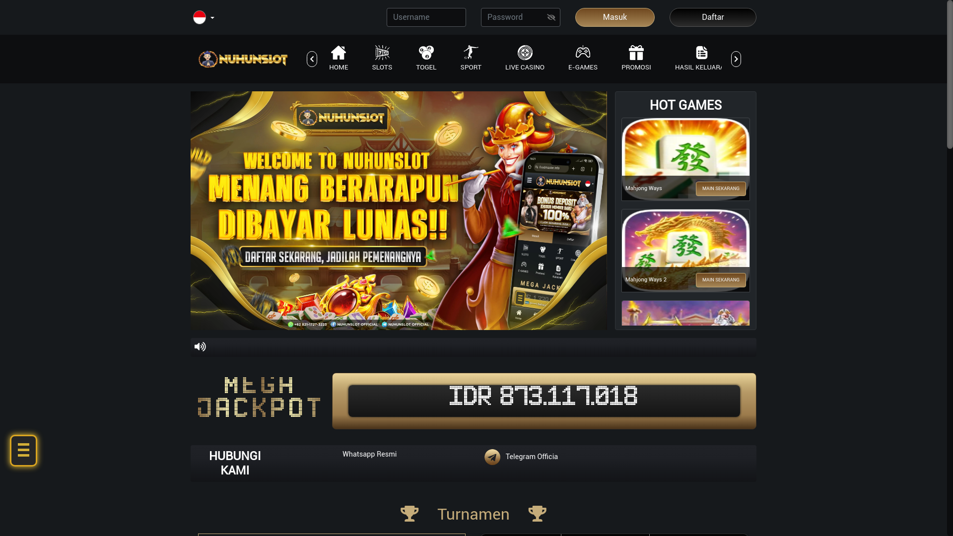 website screenshot of https://nuhunslotku.store/