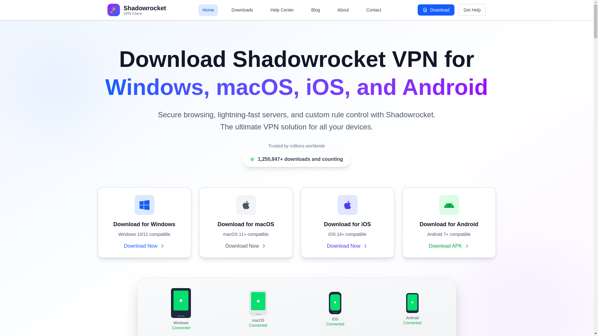 website screenshot of https://shadowrocketvpn.app/