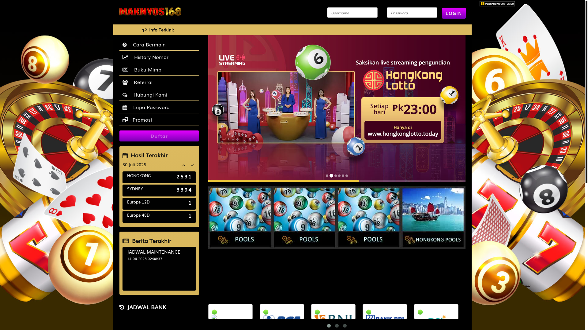 website screenshot of https://maknyos168.online/