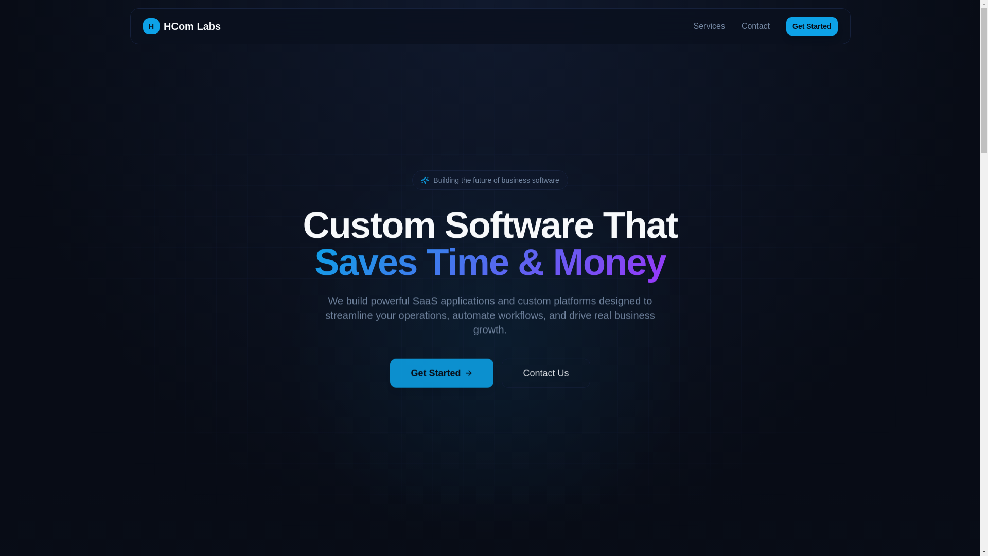 website screenshot of https://hcomlabs.com/