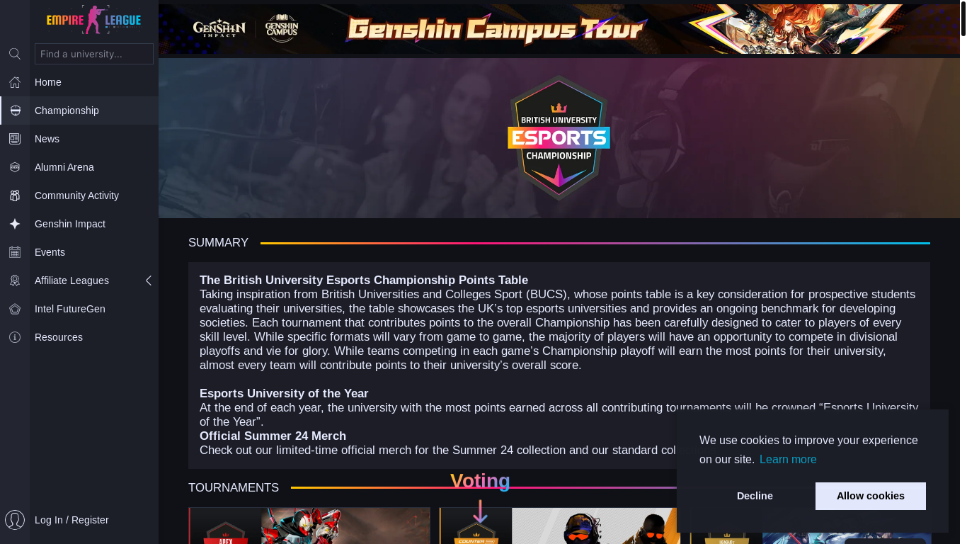website screenshot of https://rift.glitch-prime.com/game/tournaments/