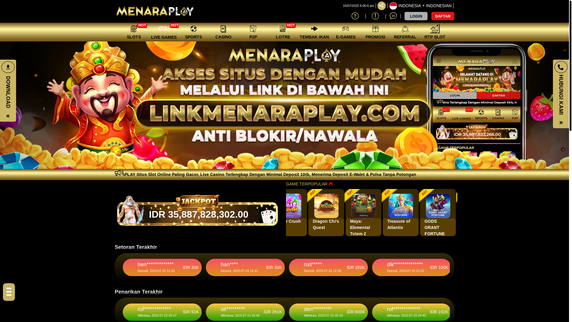 website screenshot of https://menaraplayr5.com/