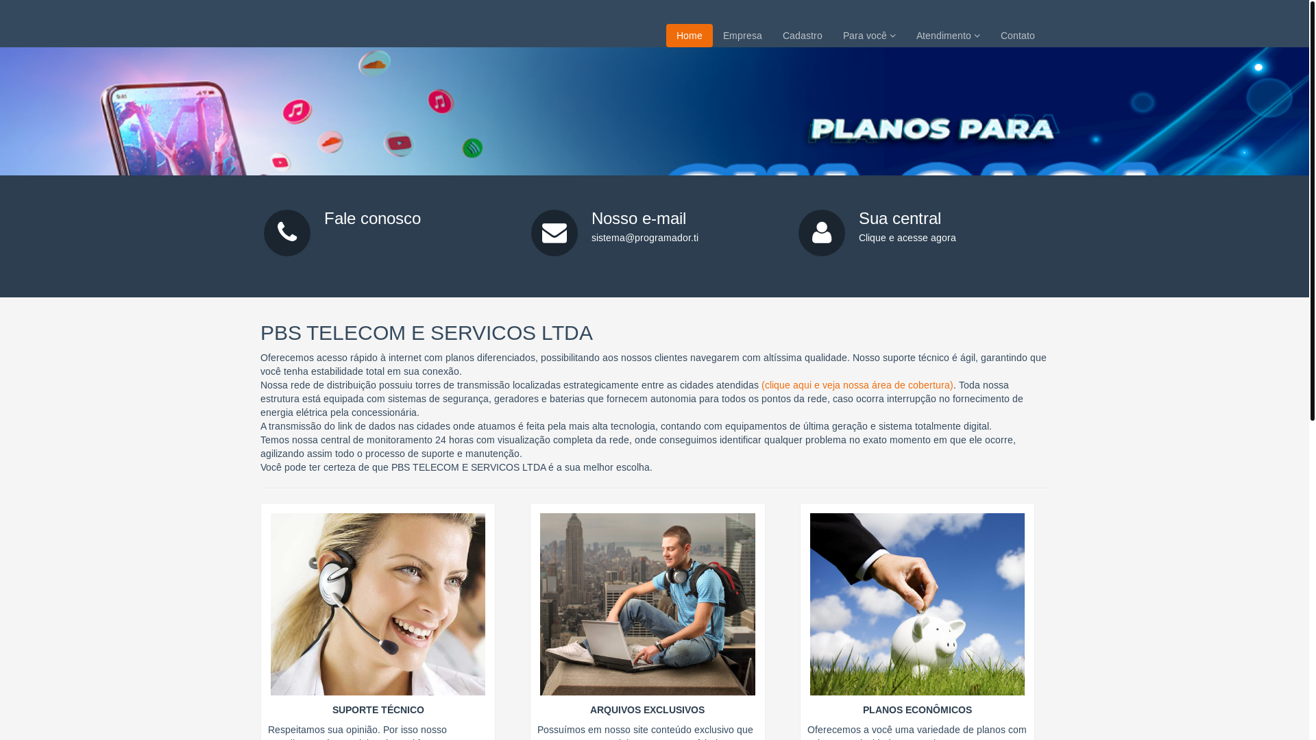 website screenshot of https://pbstelecom.com.br/