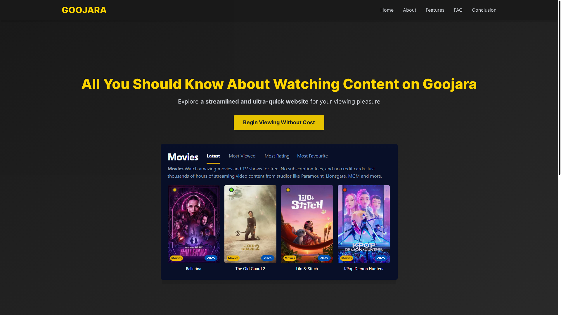 website screenshot of https://goojara-xct0.pages.dev/