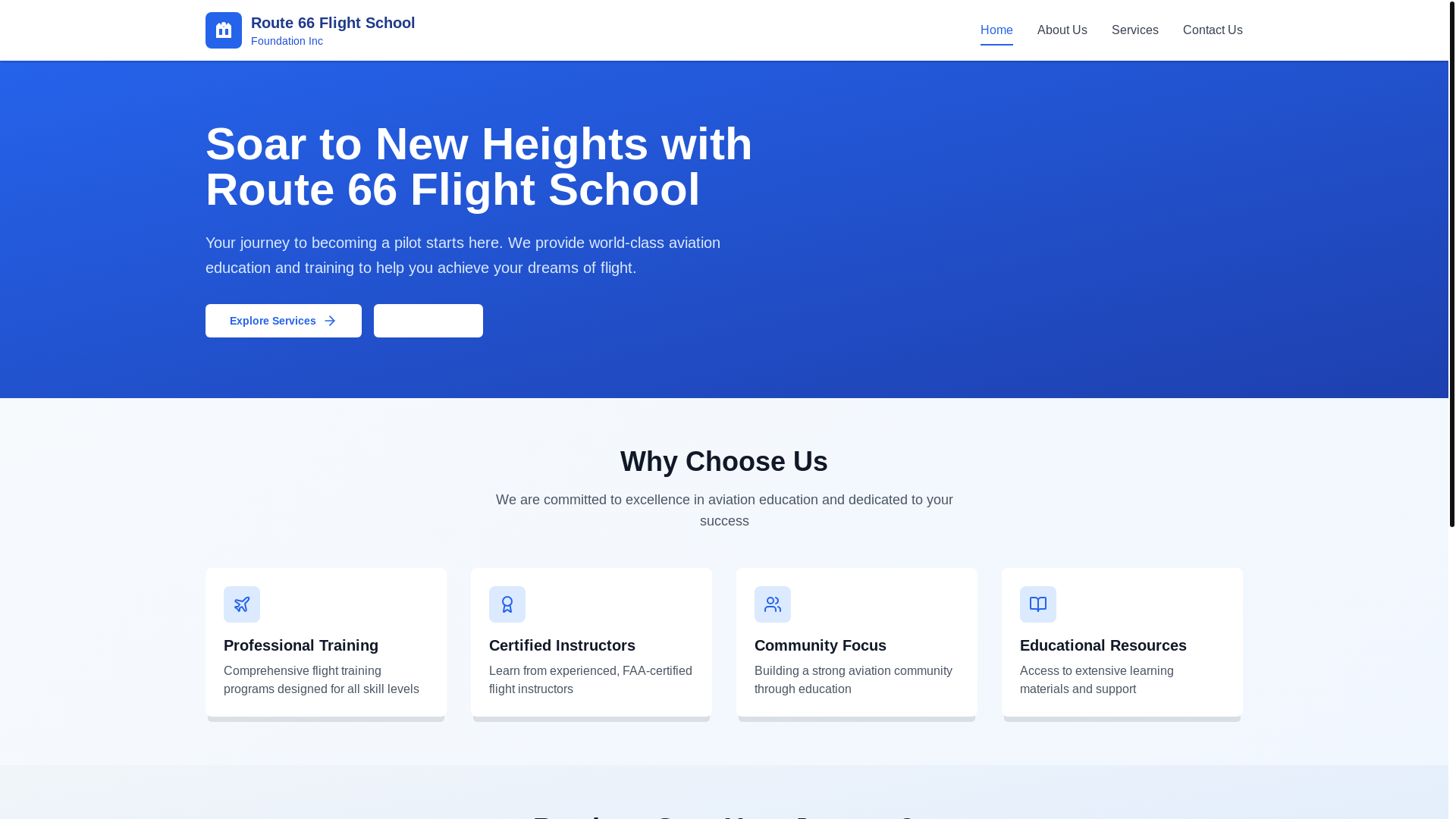 website screenshot of https://route66flight.email/