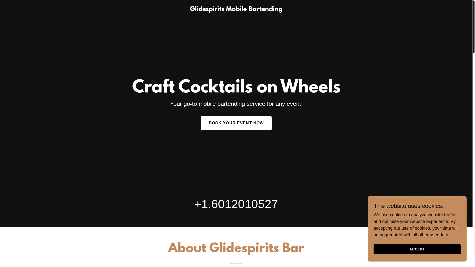 website screenshot of https://glidespiritsbartending.org/