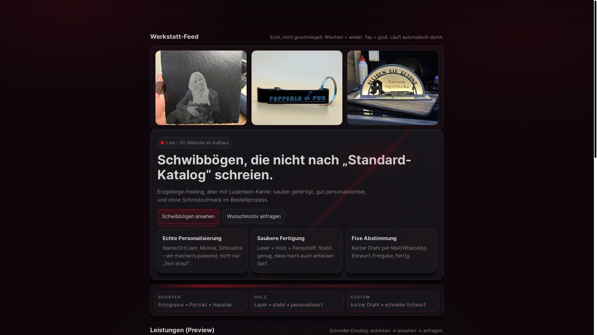 website screenshot of https://luderbein-gravur.pages.dev/
