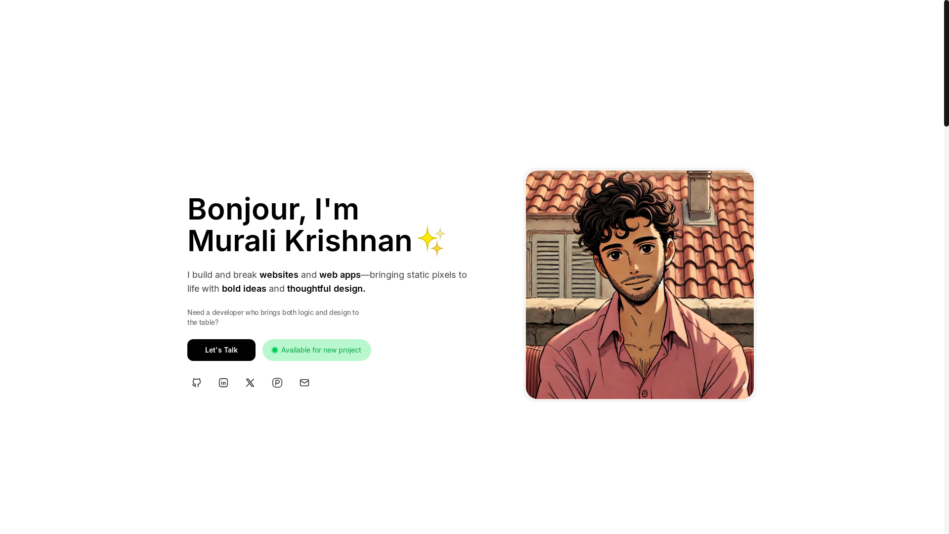 website screenshot of https://muralikrishnan.site/