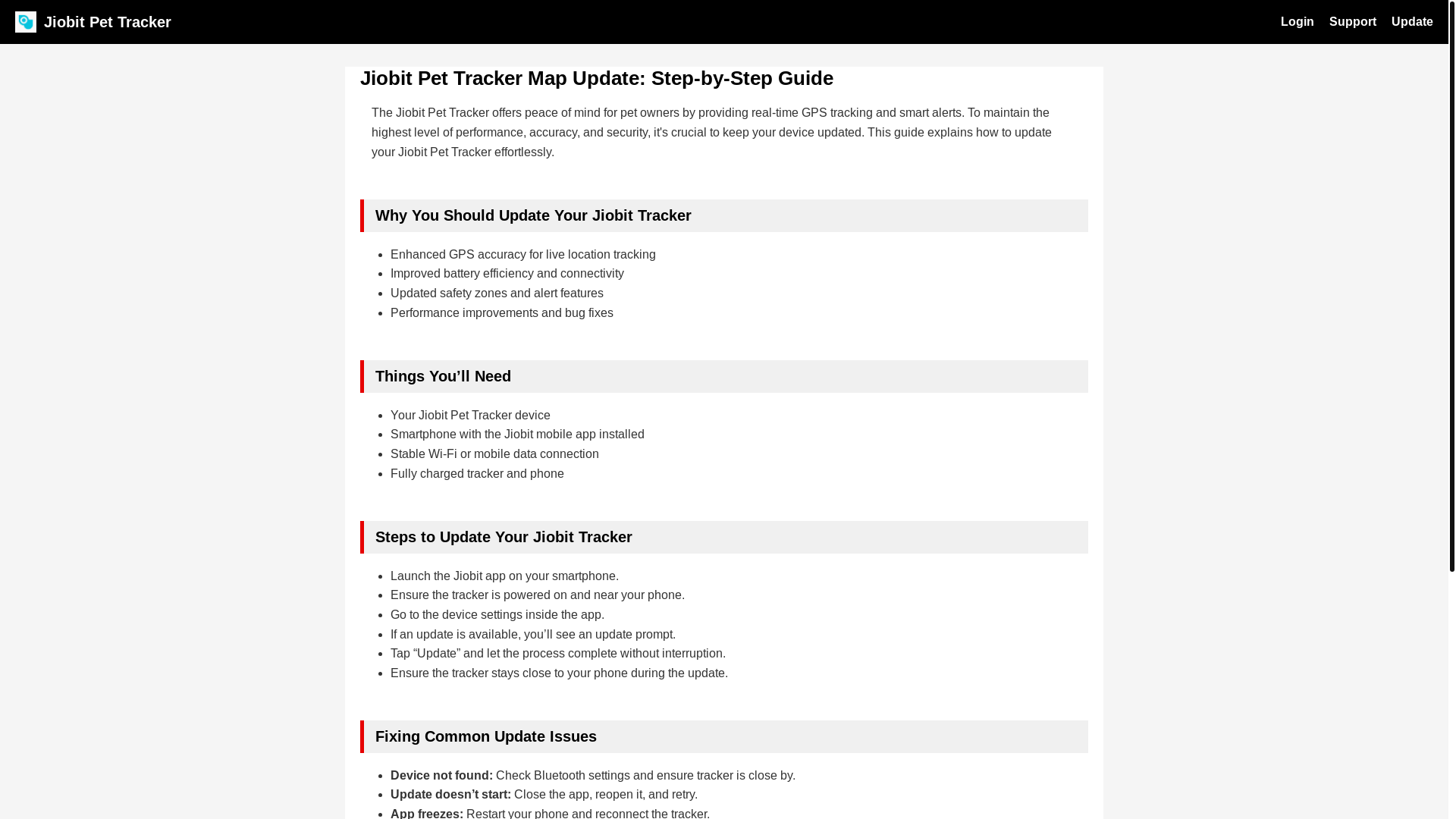 website screenshot of https://jiobit-pet-tracker.pages.dev/