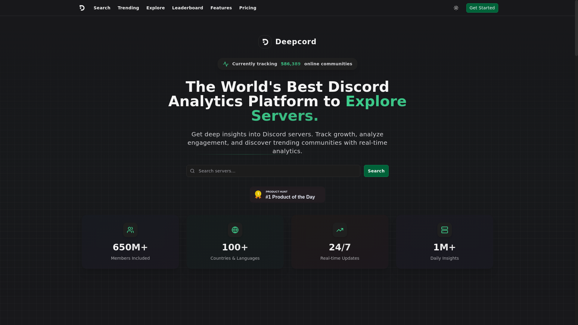website screenshot of https://www.deepcord.com/