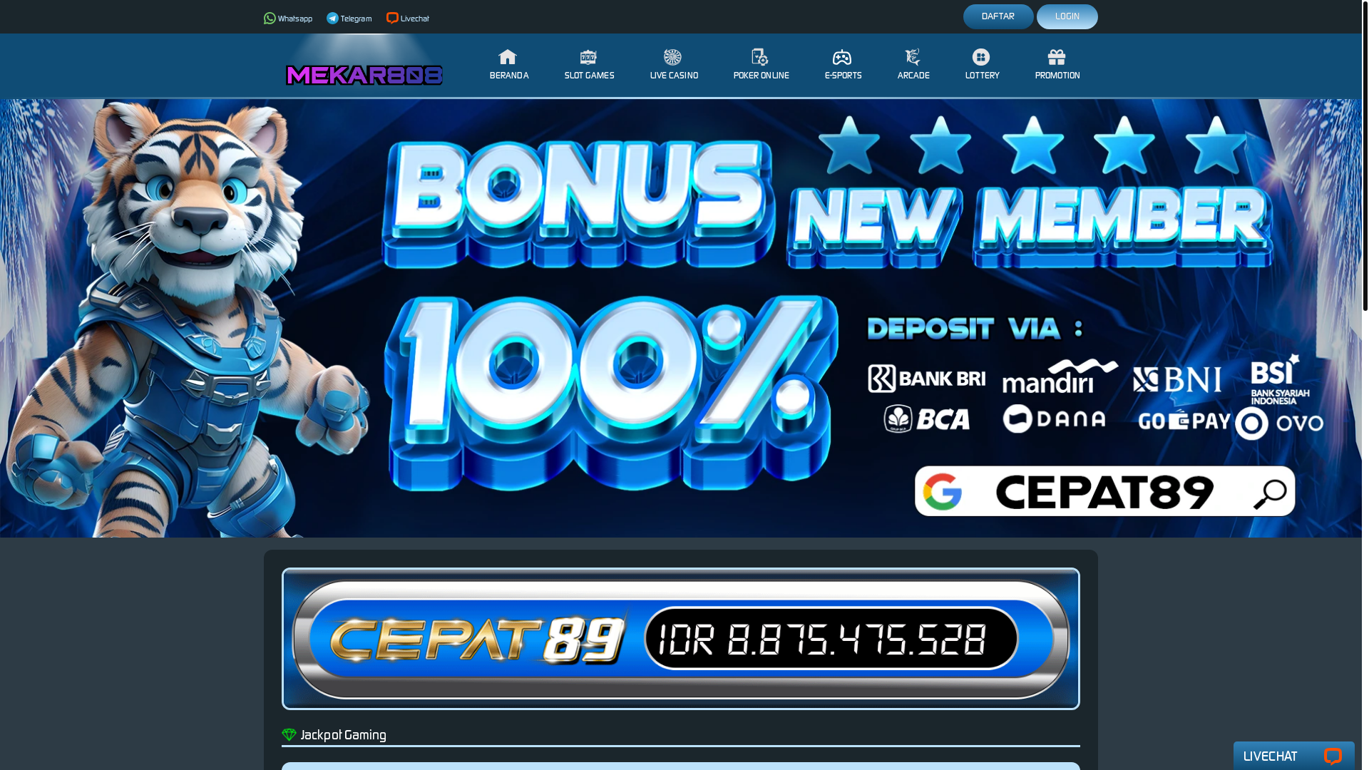 website screenshot of https://mekar808.net/
