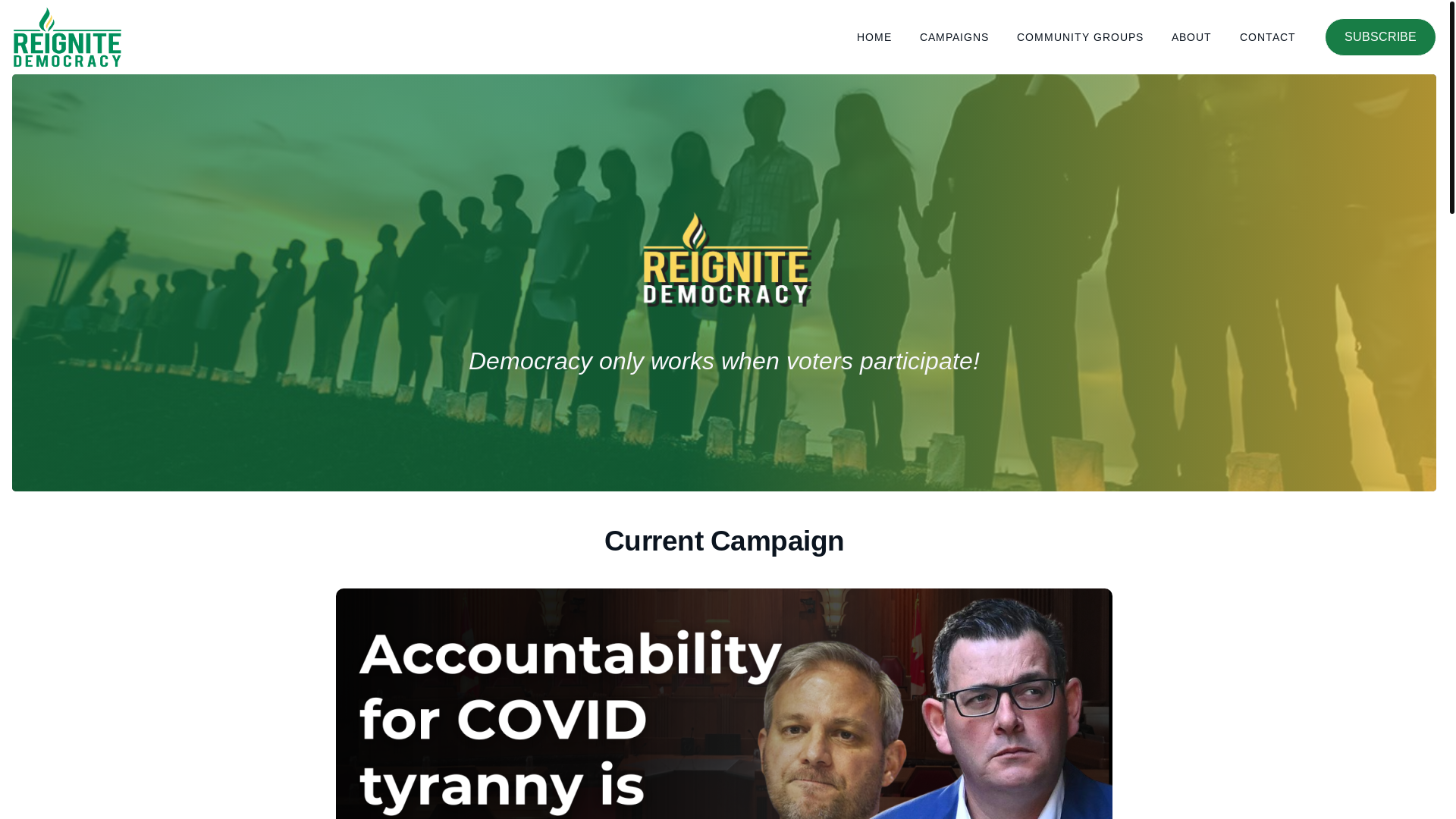 website screenshot of http://reignitedemocracyaustralia.com.au