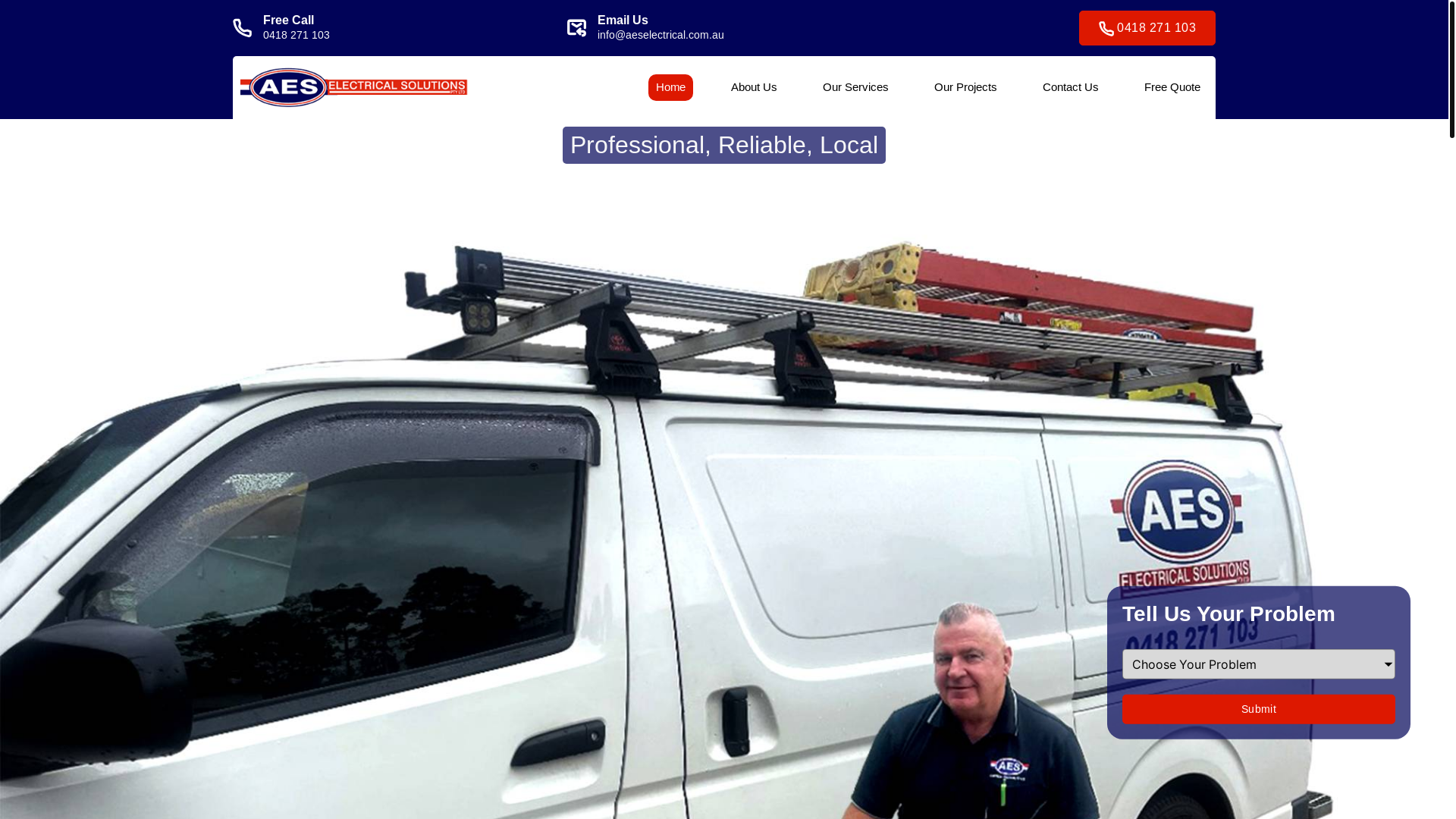 website screenshot of https://aes-electrical-solutions.pages.dev/