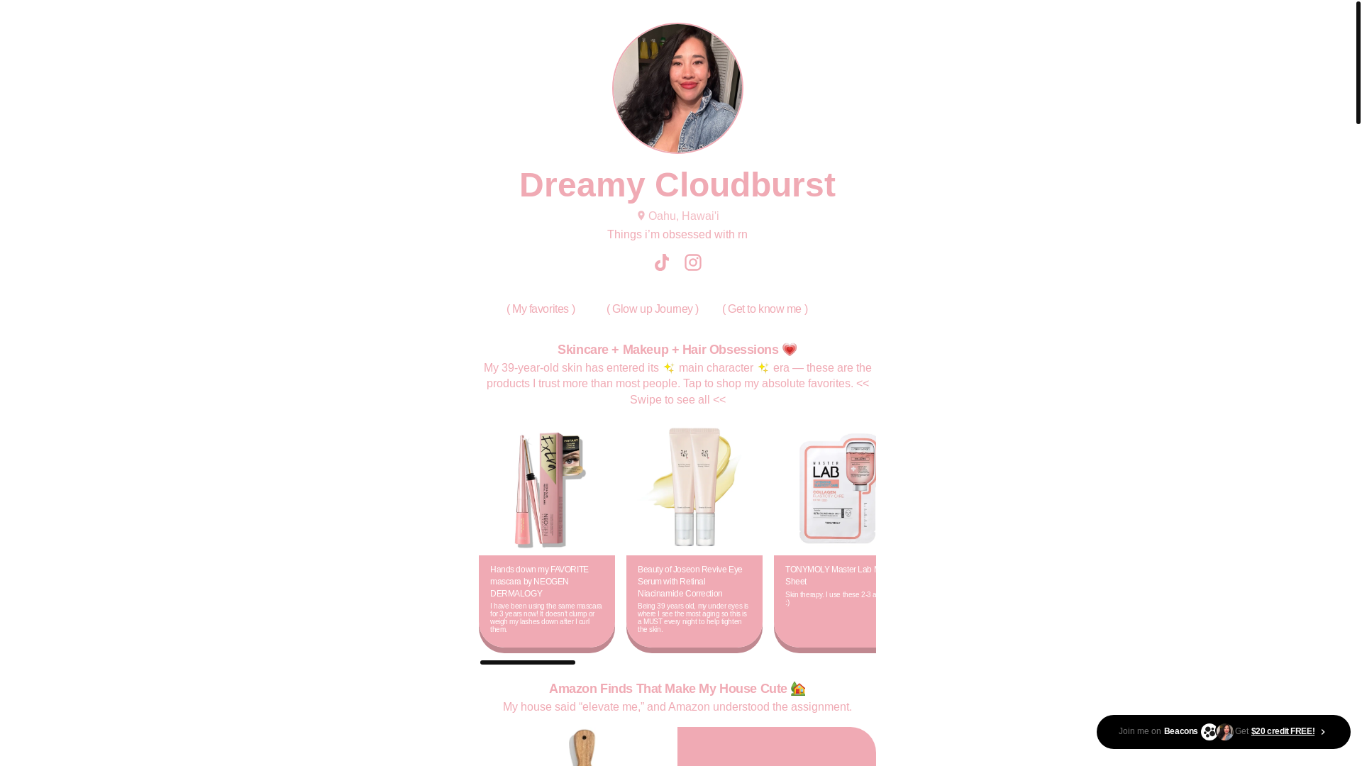 website screenshot of https://dreamycloudburst.com/