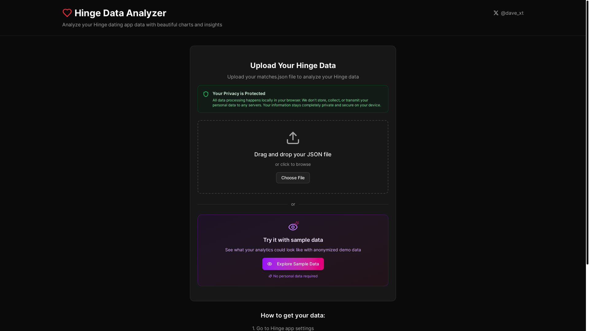 website screenshot of https://hinge-data-analyzer.pages.dev/