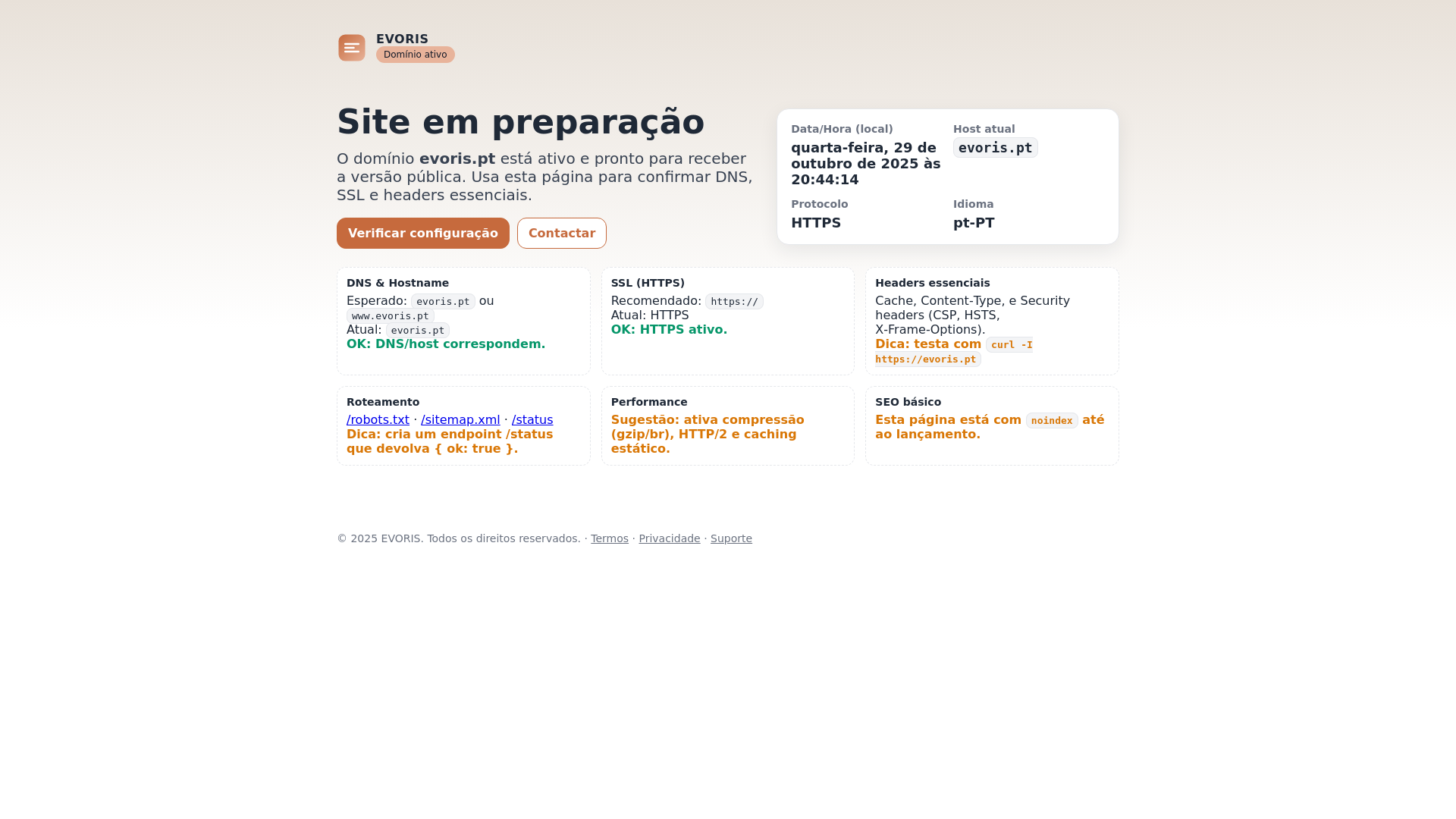 website screenshot of https://evoris.pt/