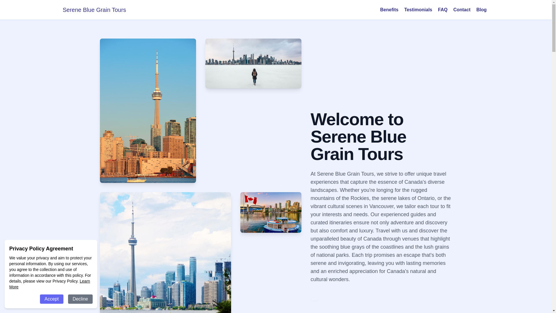 website screenshot of https://bluegraintours.com/