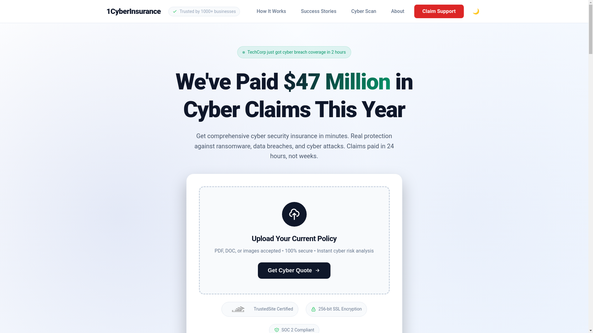 website screenshot of https://1cyberlandingpage.pages.dev/