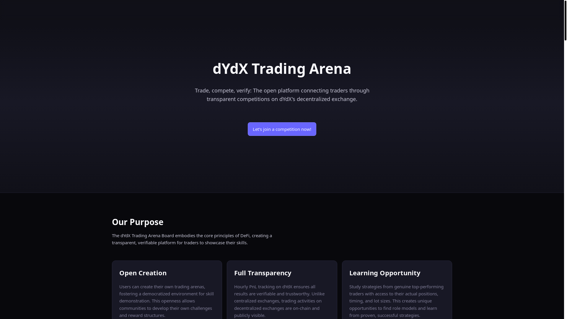 website screenshot of https://dydx-trading-competition-frontend-demo.pages.dev/