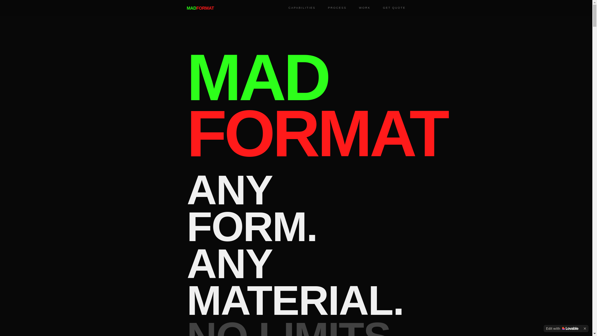 website screenshot of https://madformat.us/