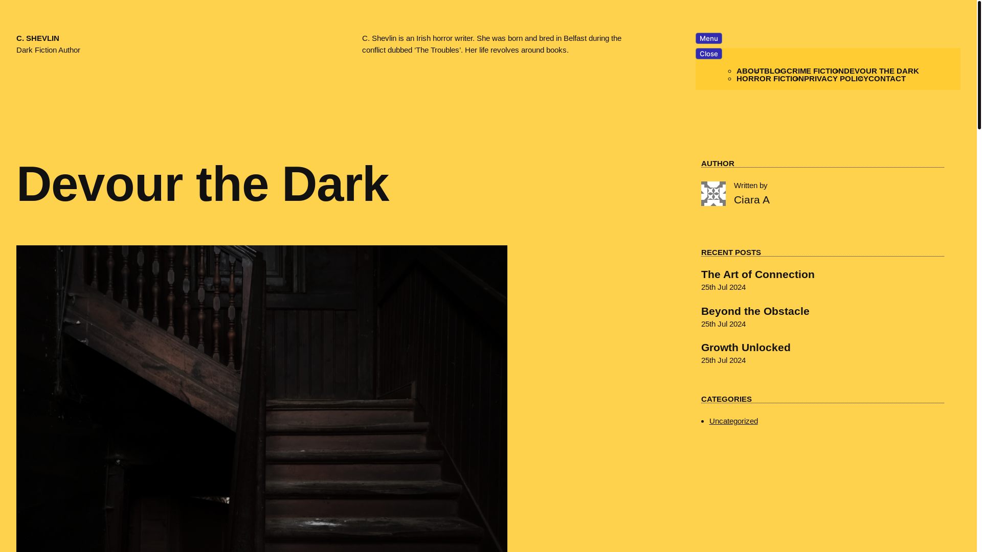website screenshot of https://devourthedark.blog/