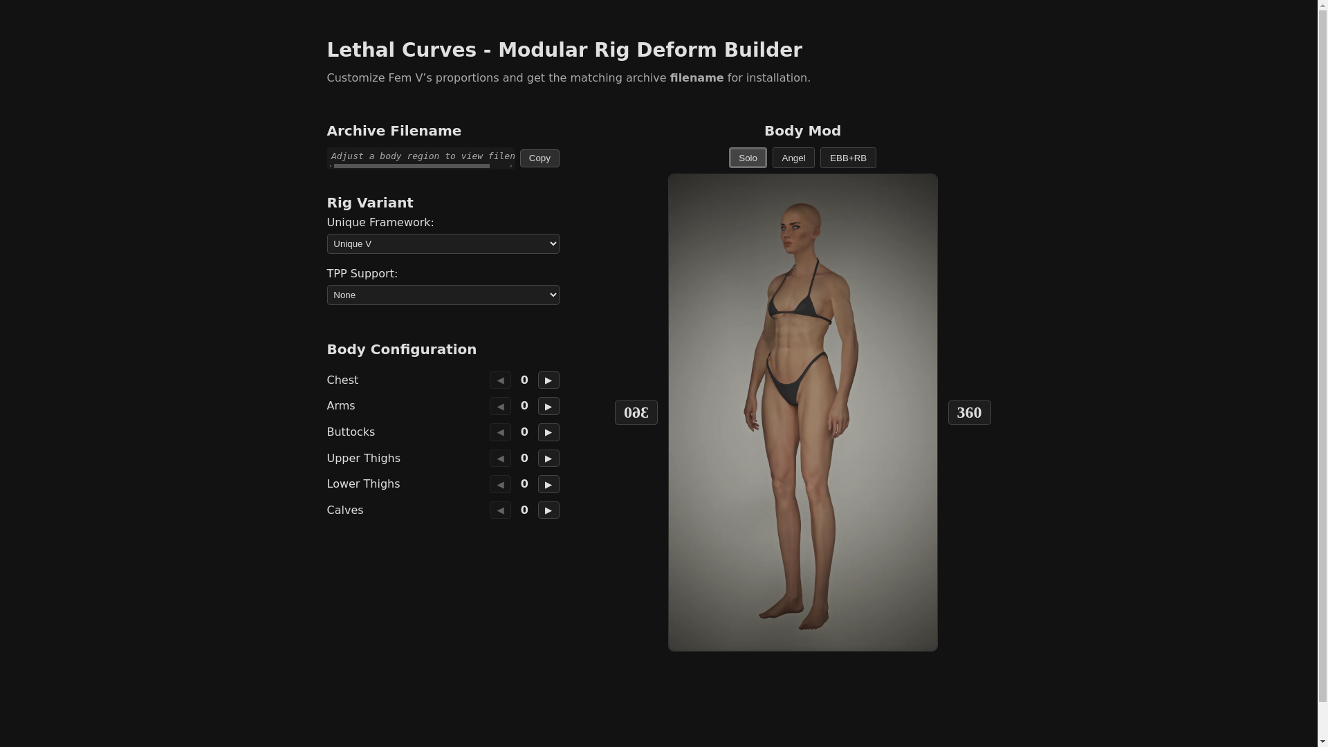 website screenshot of https://lethal-curves-rig-builder.pages.dev/