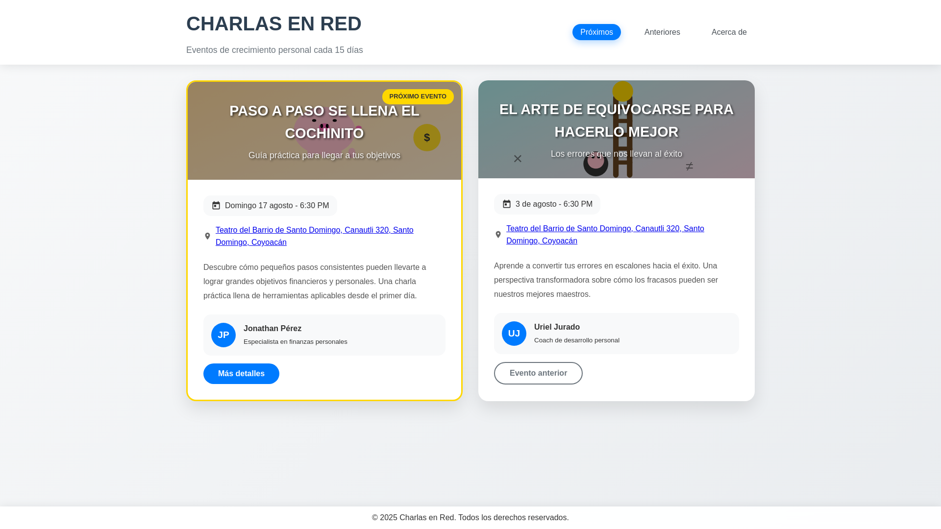 website screenshot of https://charlasenred.pages.dev/