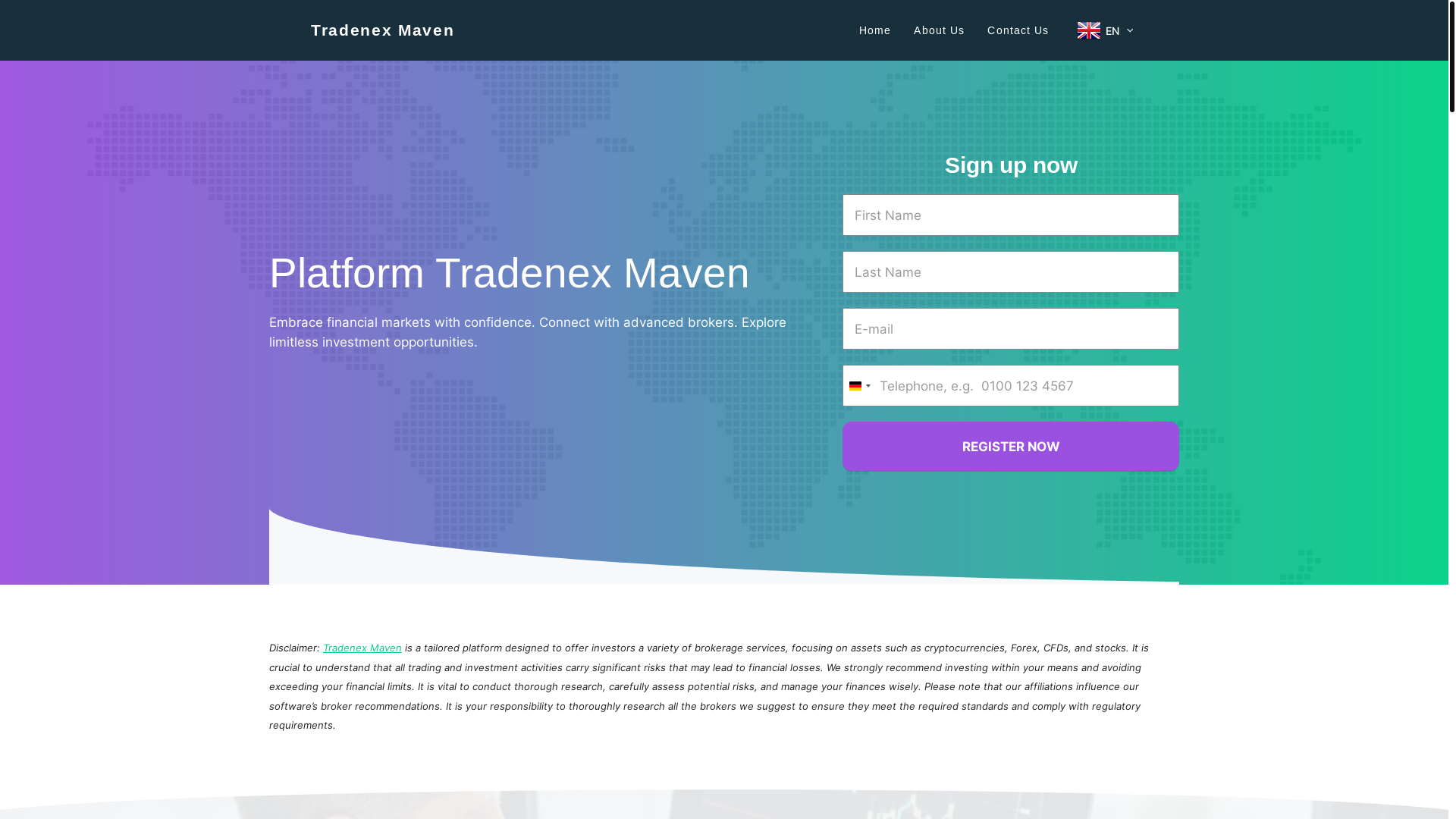 website screenshot of https://tradenexmavenapp.com/