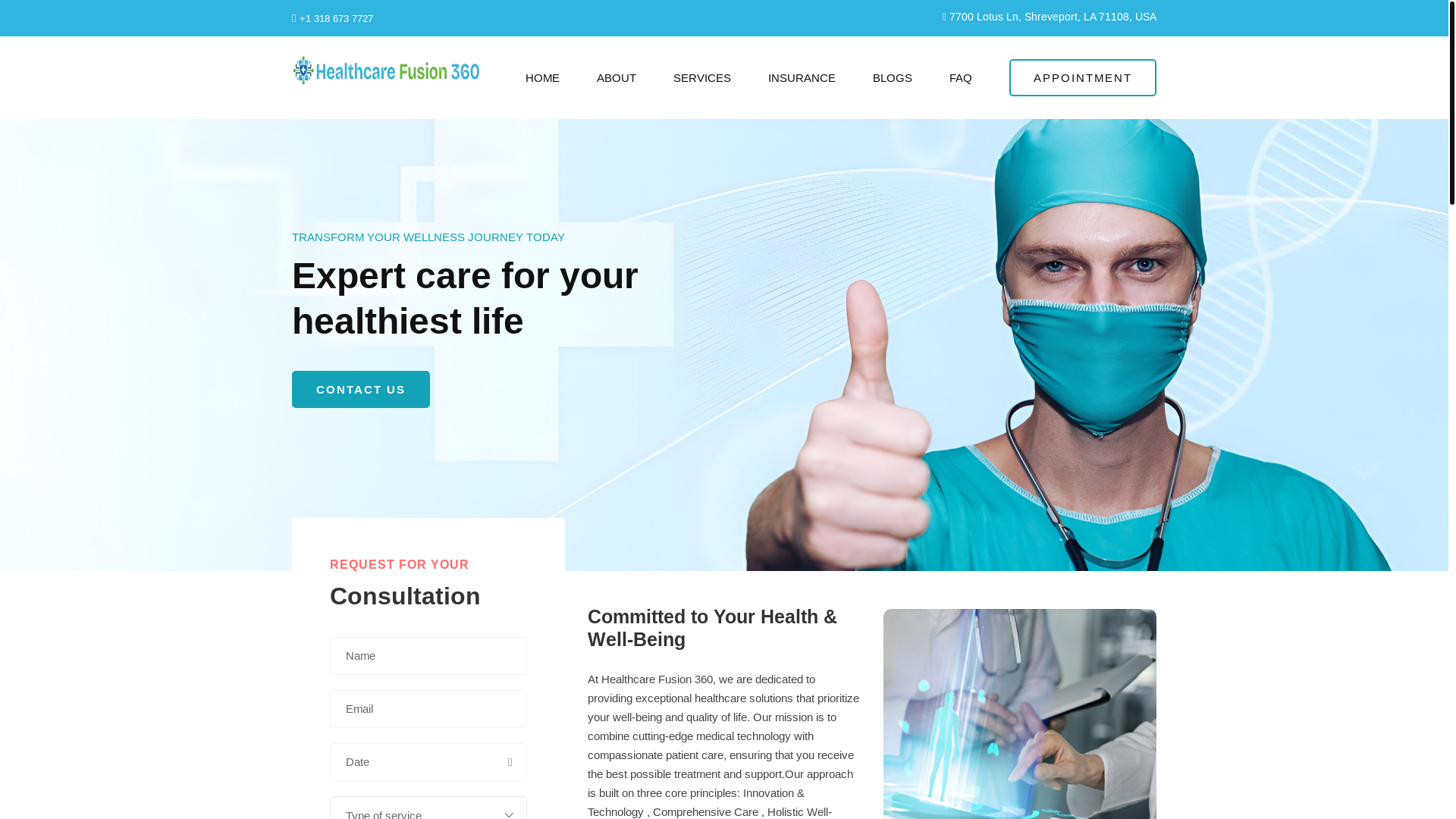 website screenshot of https://healthcarefusion360.com/