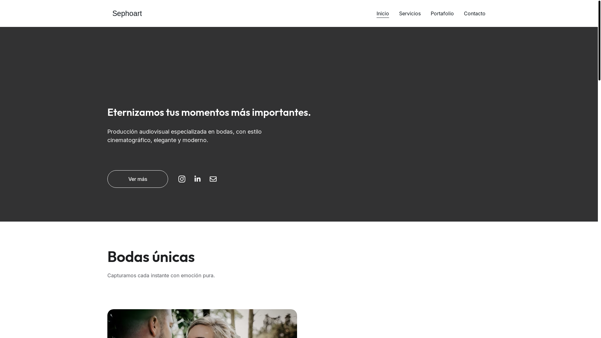 website screenshot of https://sephoartweddingfilms.com/