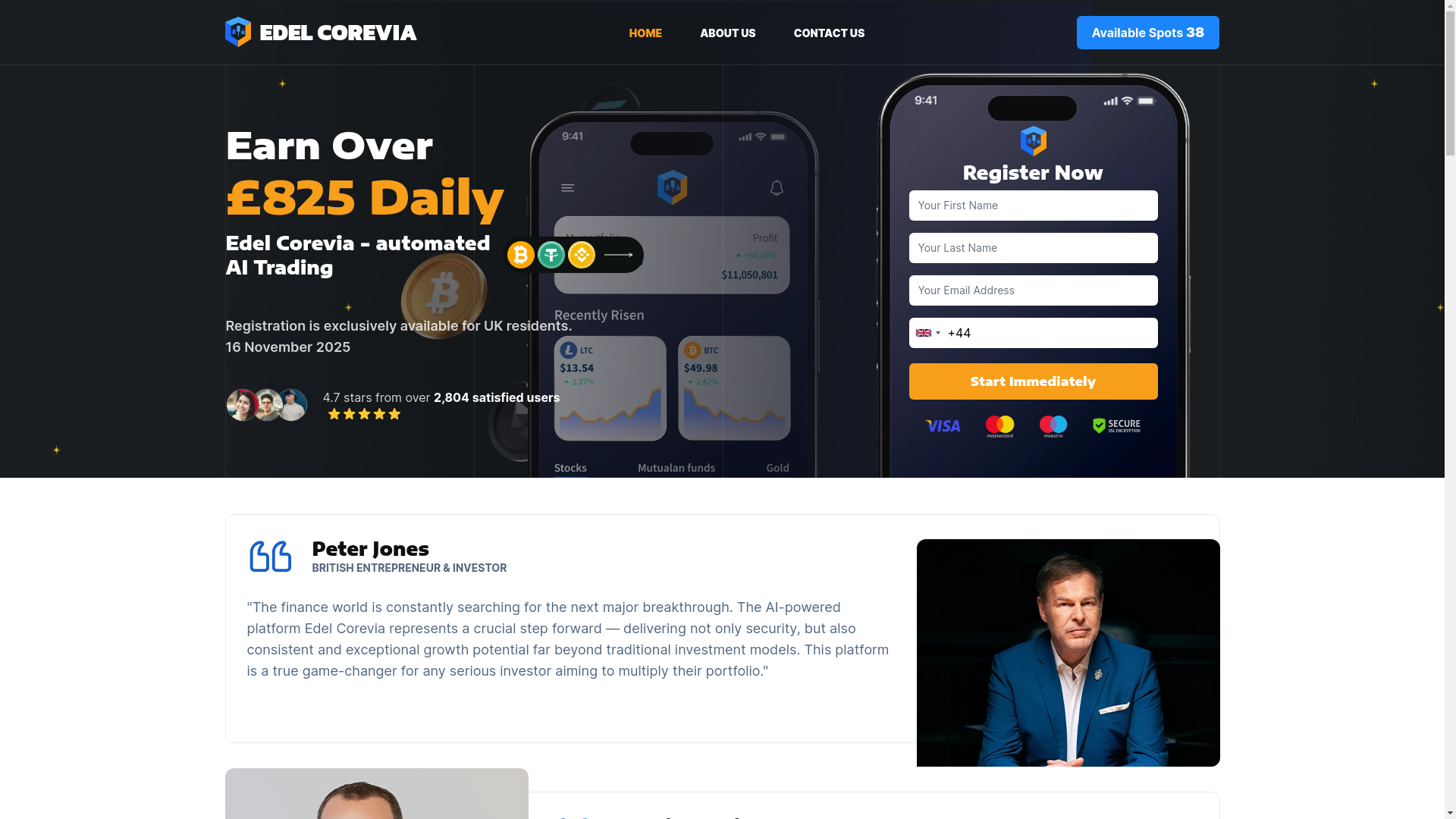 website screenshot of https://edelcorevia-invest.com/