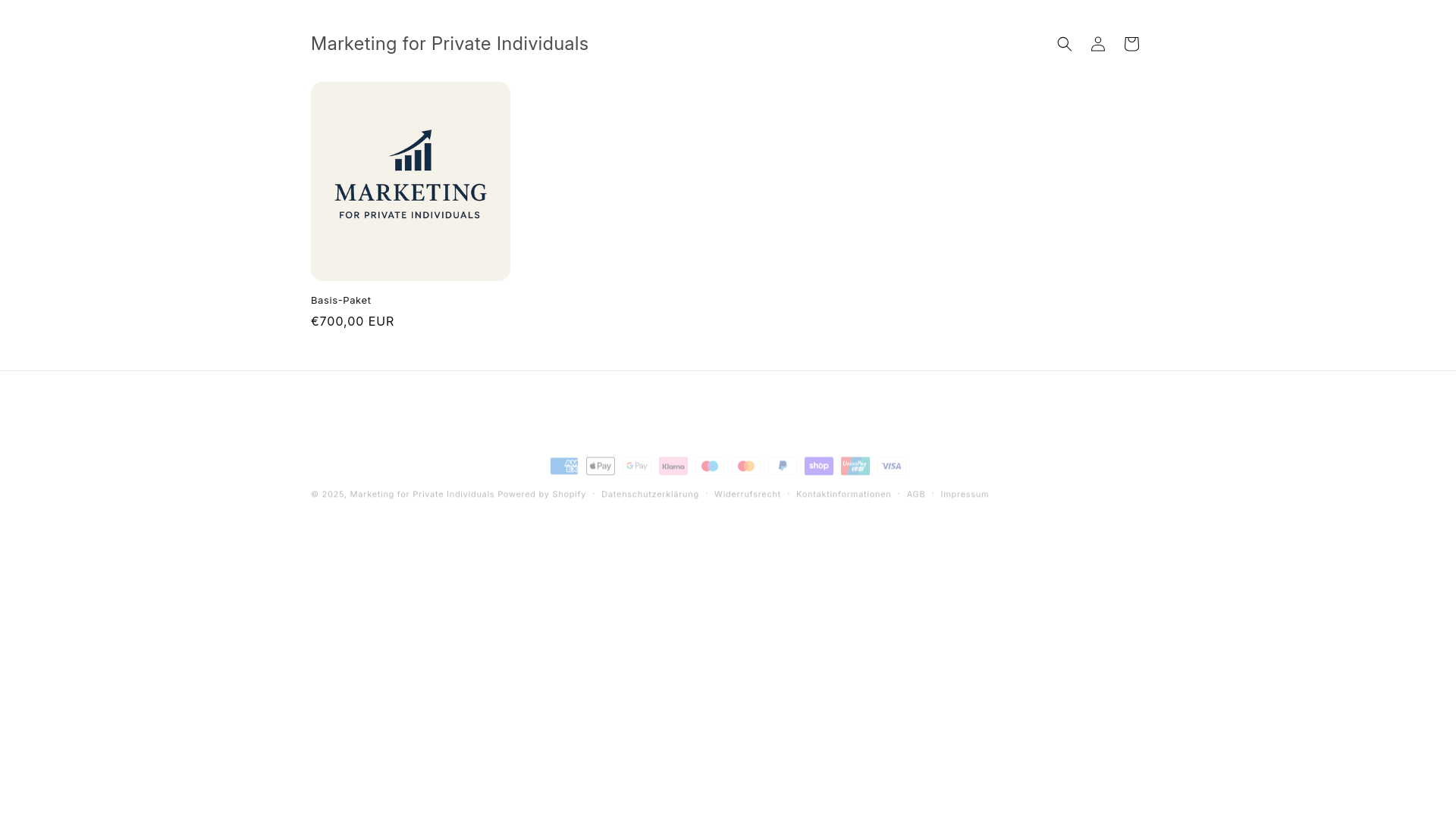website screenshot of https://marketing-for-private-individuals.com/