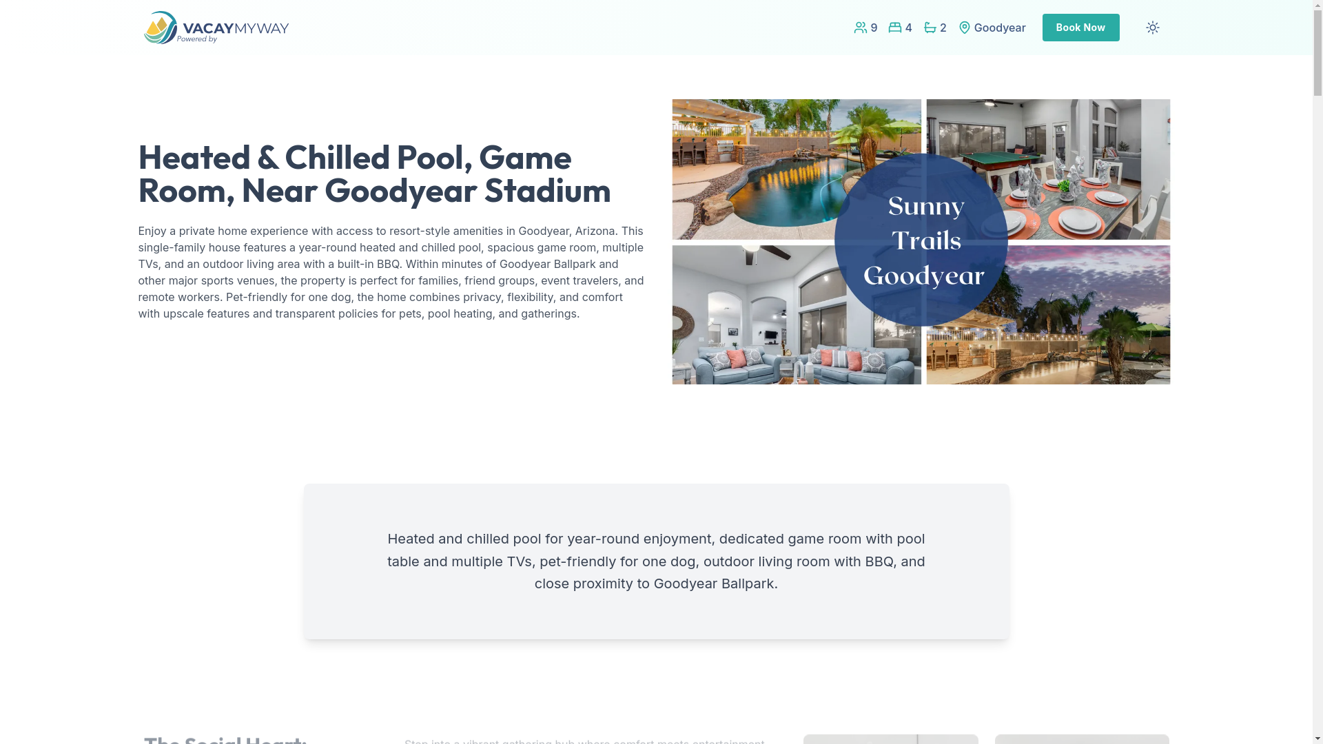 website screenshot of https://radiantgoodyear.vacations/