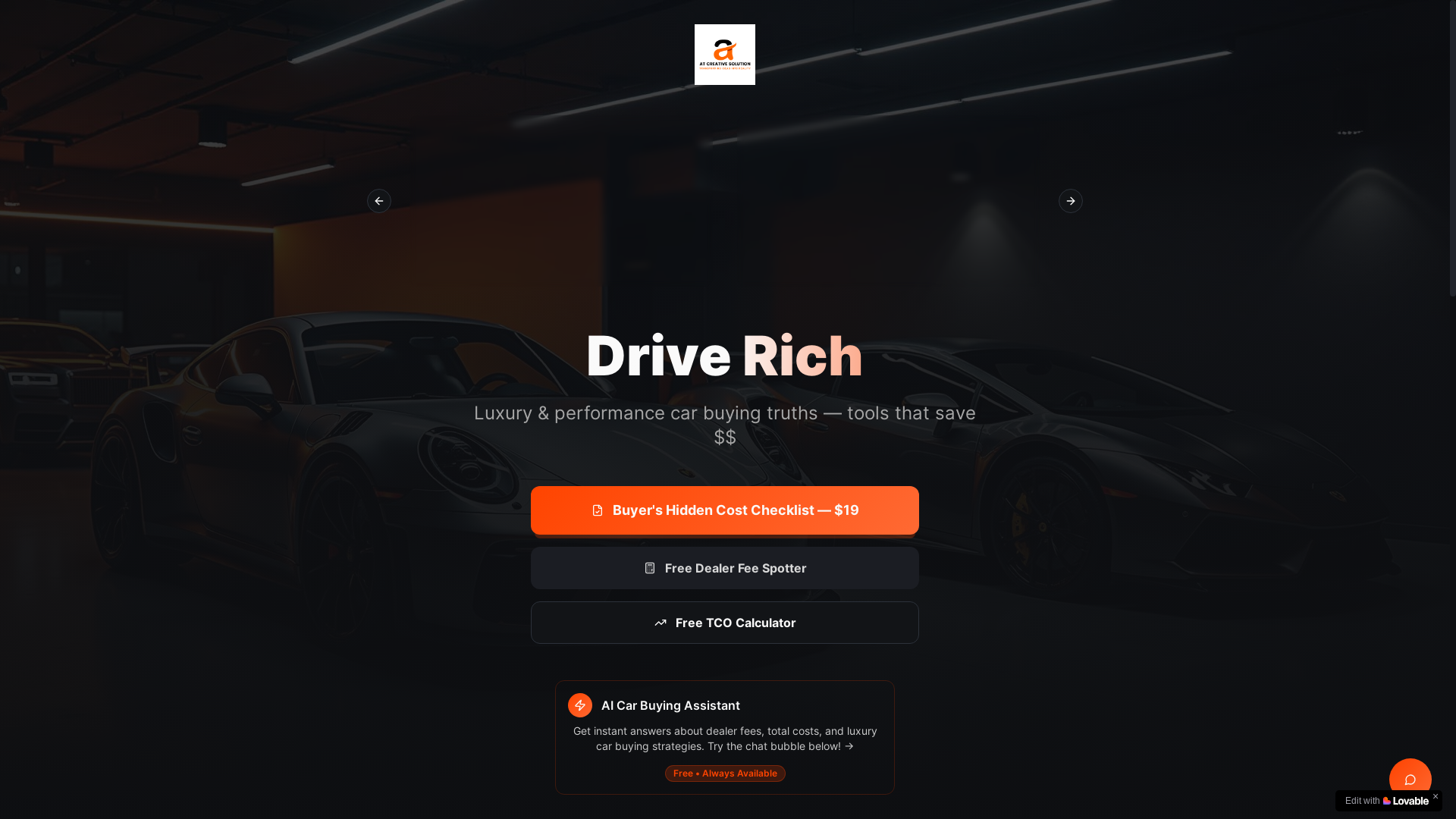website screenshot of https://driverich.ai/