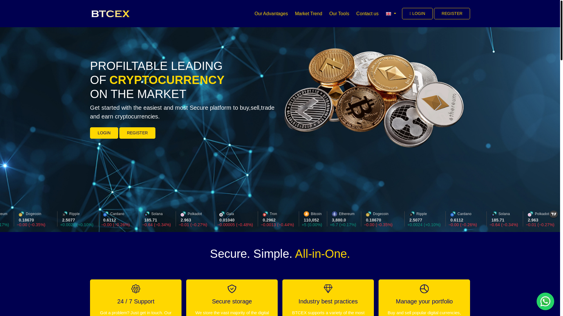 website screenshot of https://btcex.online