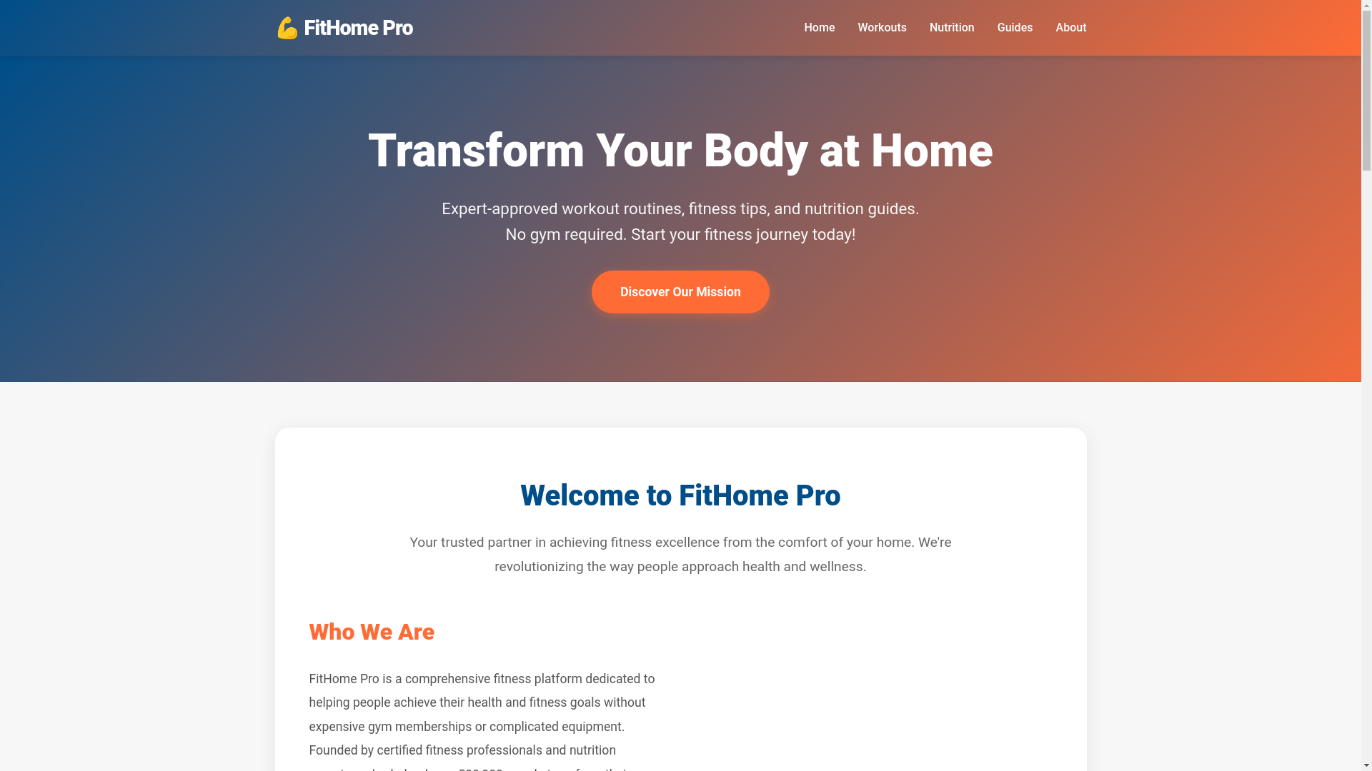 website screenshot of https://fithomepro.fit/