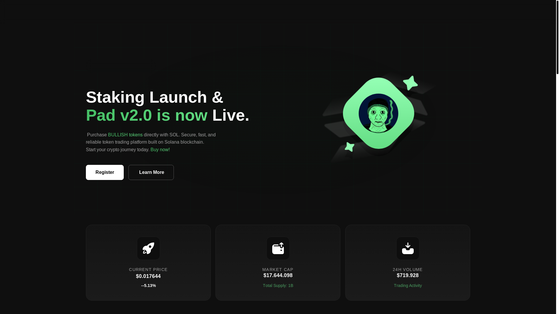 website screenshot of https://events-bullish.xyz/