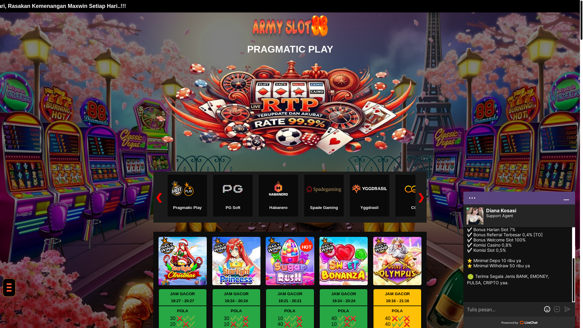 website screenshot of https://rtplive-armyslot88.site/
