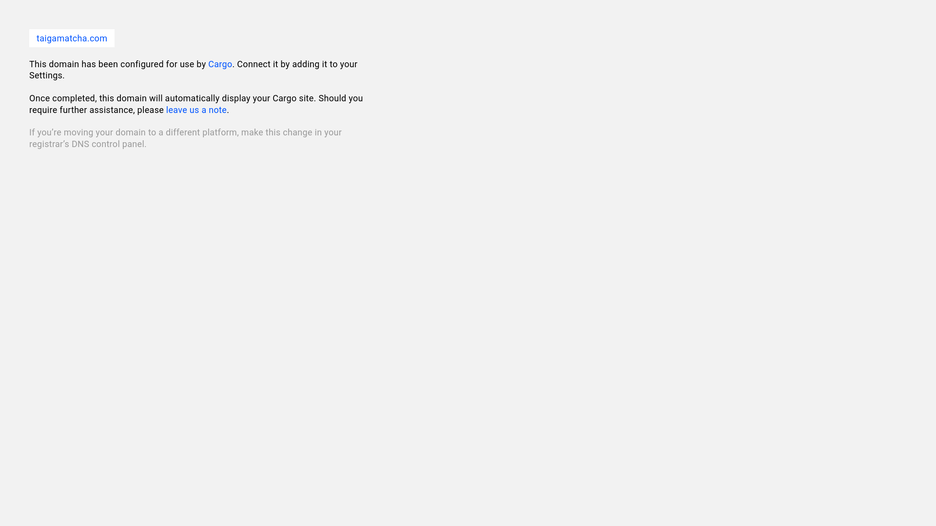 website screenshot of https://taigamatcha.com/