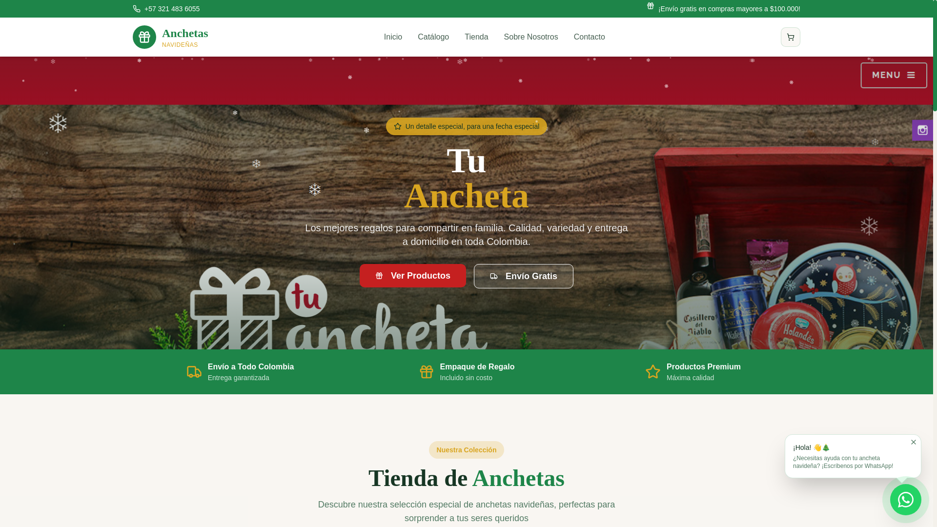 website screenshot of https://tusanchetasnavidad.com/