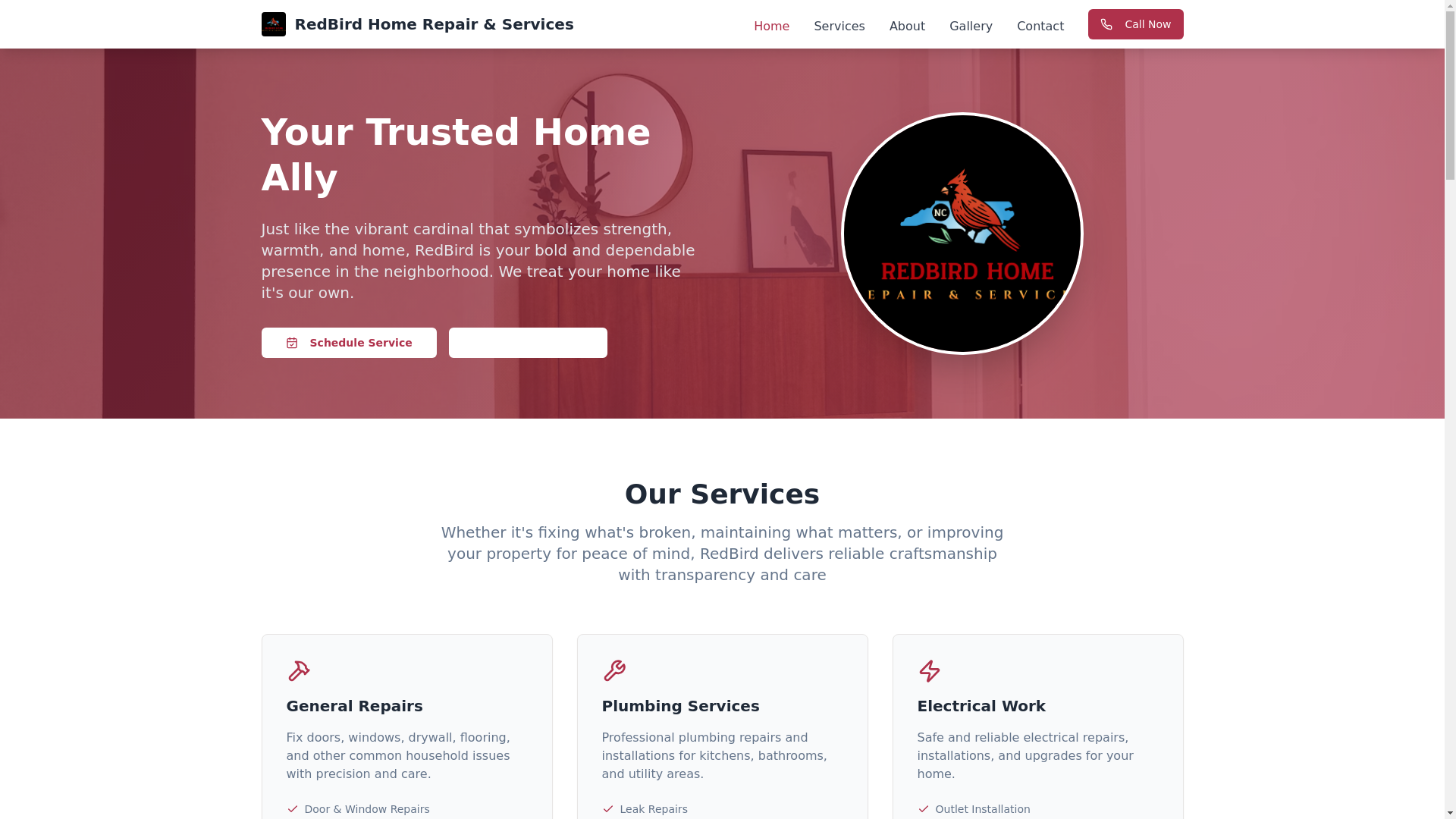 website screenshot of https://redbirdhomerepairservices.com/