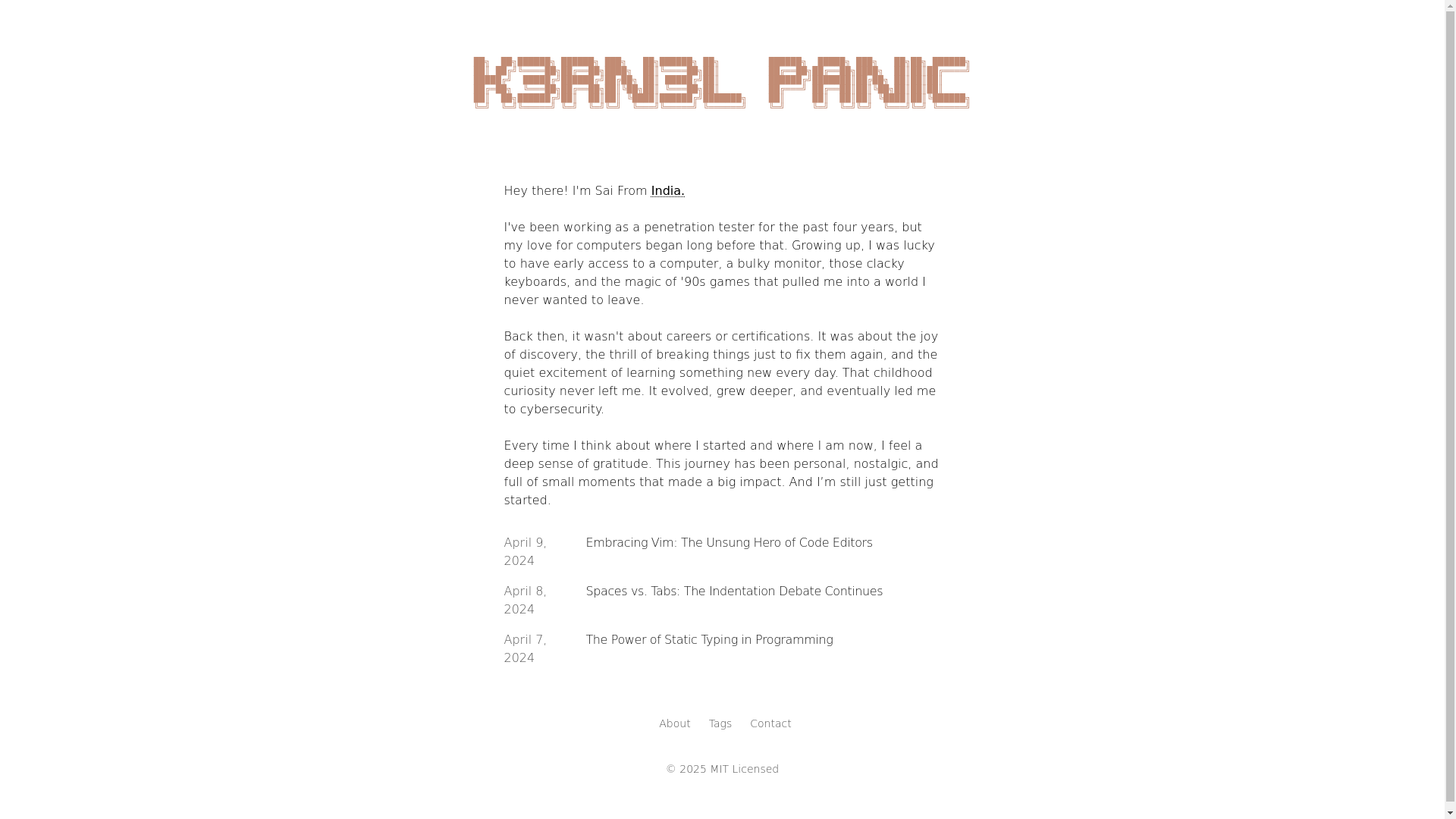 website screenshot of https://kernelpanic.work/