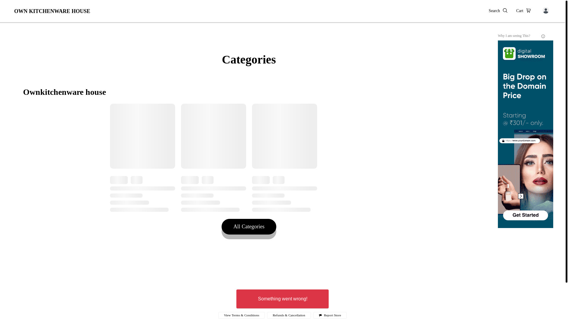 website screenshot of https://ownkitchenwarehouse.co.in/