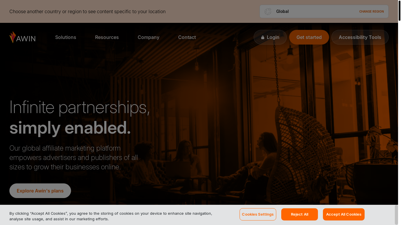 website screenshot of https://www.awin1.com/
