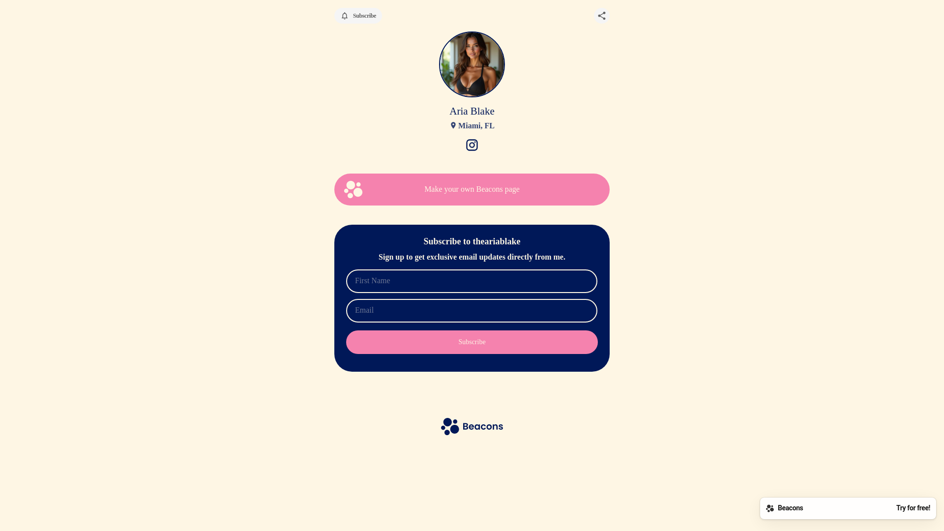 website screenshot of https://theariablake.live/