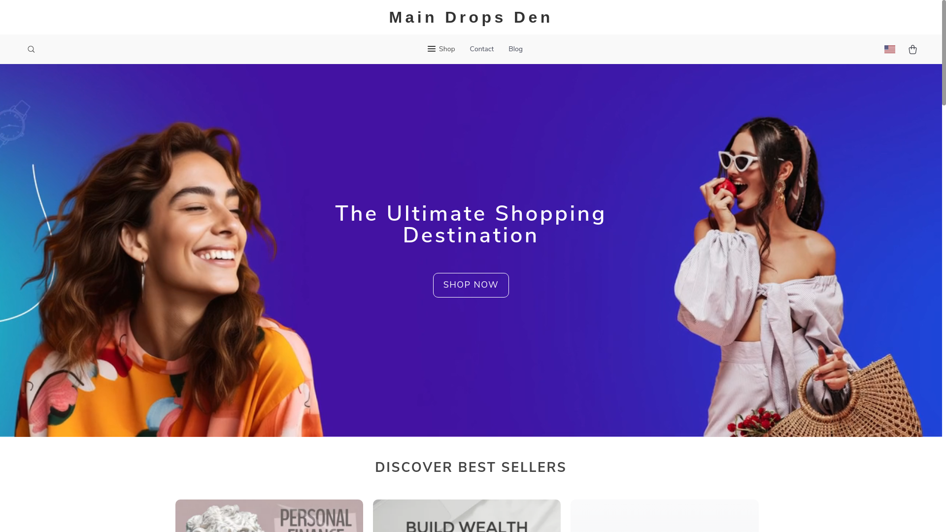 website screenshot of https://maindropsden.shop/