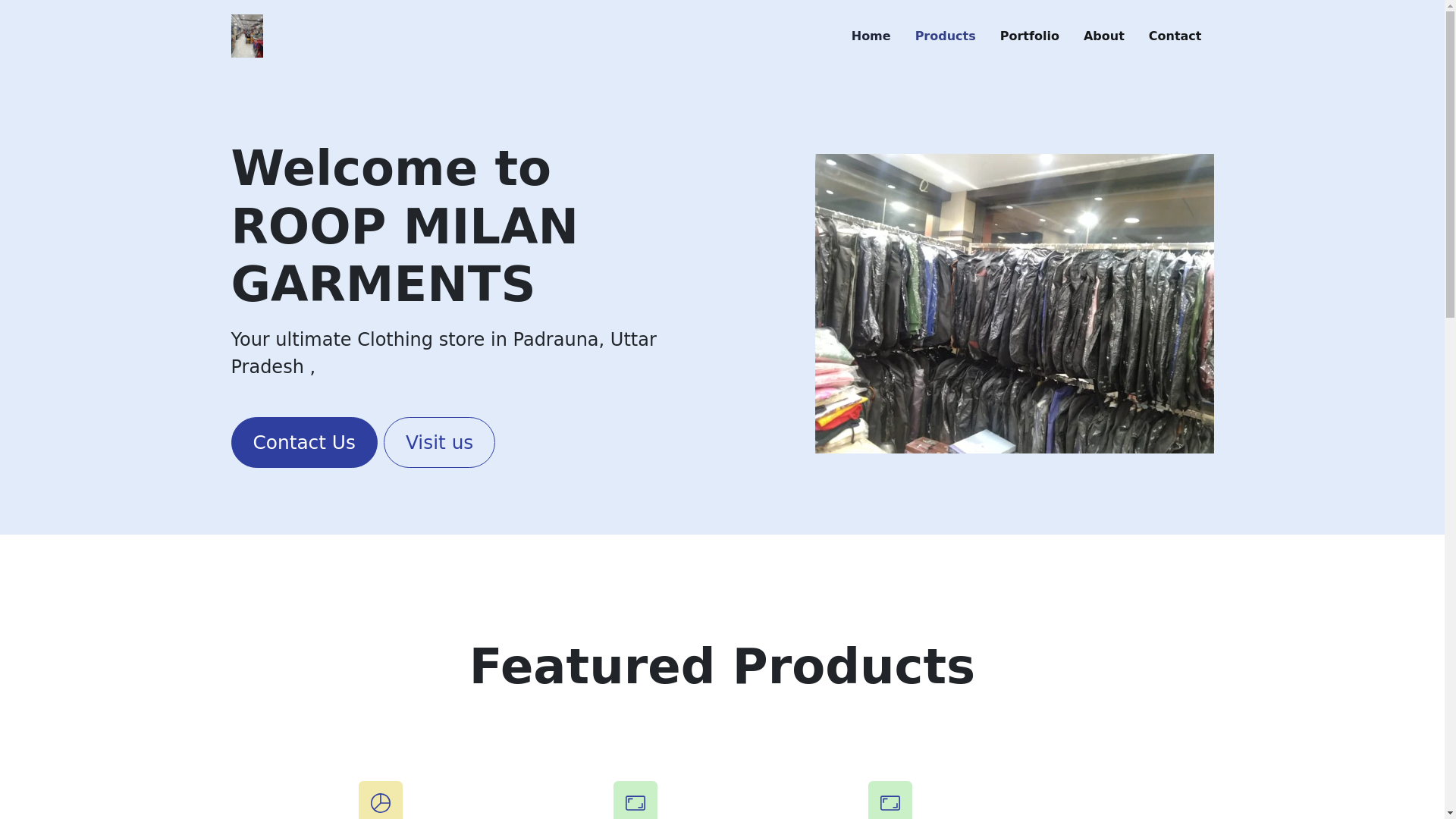 website screenshot of https://roopmilangarment.co.in/